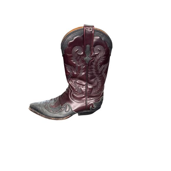 Mezcalero‎ Men's Burgundy Black Western Leather Cowboy Boots Size 7 - Picture 5 of 9